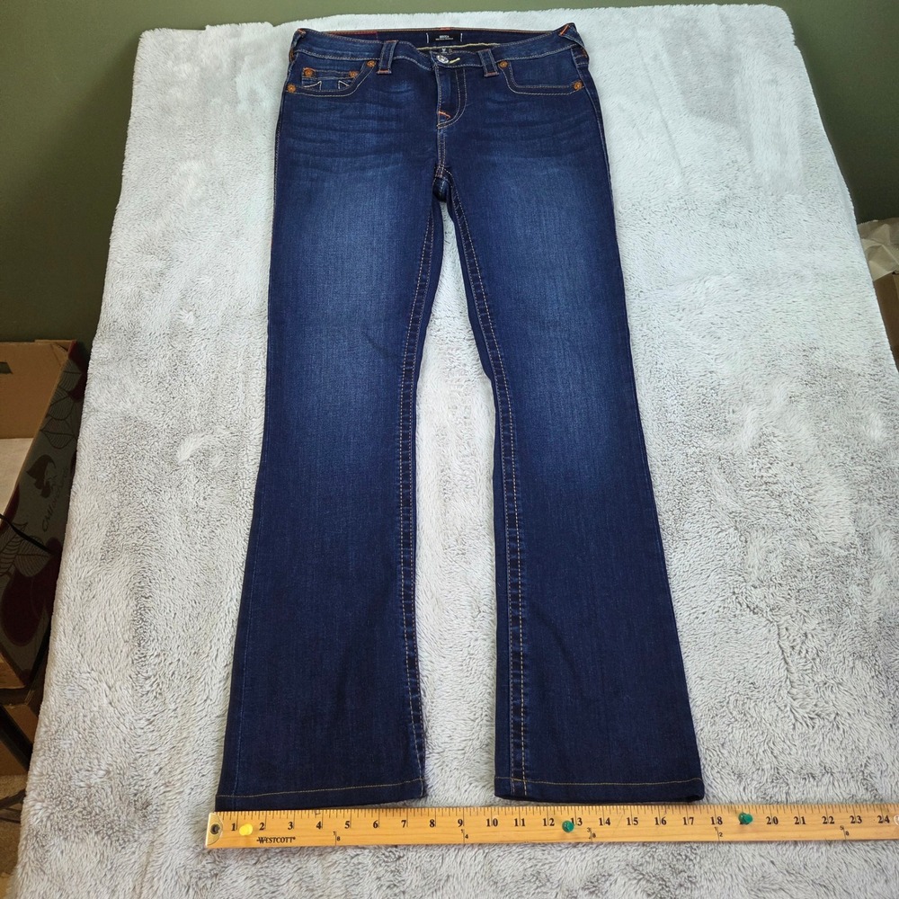 True Religion Becca Bootcut Jeans Womens Sz 30 Mid Rise Stretch Denim Dark Blue
